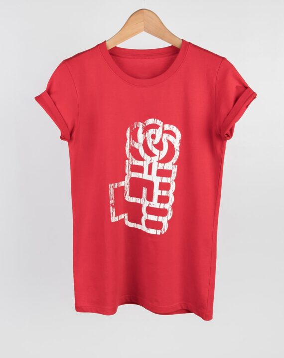 Camiseta Flor Puño New Roja Mujer - Imagen 2
