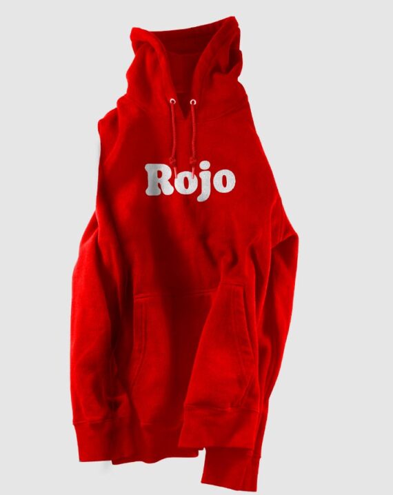 Sudadera color rojo texto "rojo" en blanco