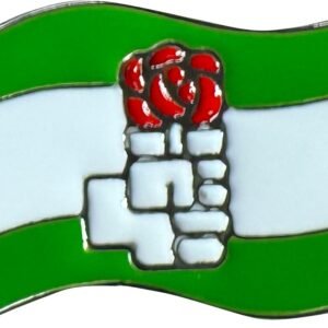 Pin bandera de Andalucía con el Puño y la Rosa