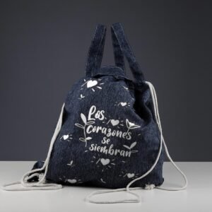 Mochila Vaquera Los Corazones Se Siembran letras en blanco