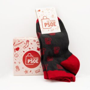 Calcetines cortos multilogo puño con rosa rojo